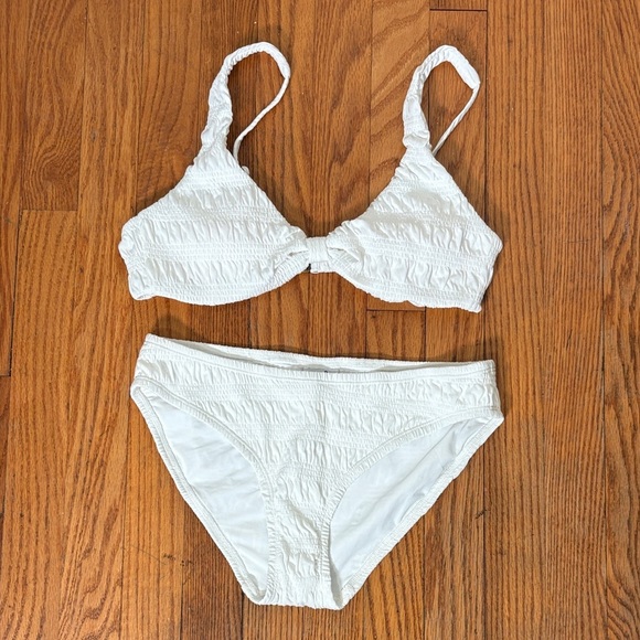 Andie Bikini Set Amor Top Bikini Bottom Sugar Smocked White size Small NWOT - Picture 1 of 8